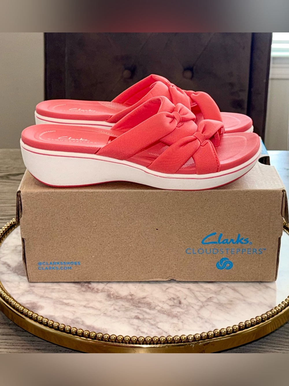Clarks Breeze Rae Cam Coral Sandals | Sz. 7 (NWB)